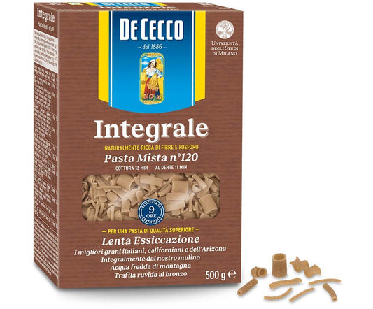 5x De Cecco Pasta Mista Integrali Italian Whole Wheat (Integrale) Mixed Pasta No. 120 500 g