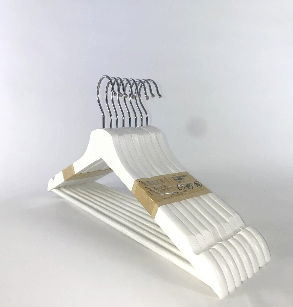 Ikea Bumerang - Appendiabiti in legno verniciato a polvere, confezione da 8, colore: bianco