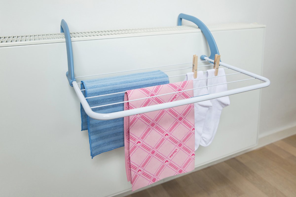 Gimi Radio Stendibiancheria per indumenti in Polietilene Da Termosifone, Stendino Per Calorifero, 52 X 34.5 X 18 Cm, Blu