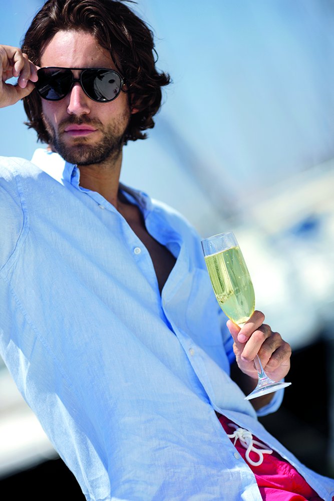 Marine Business 28105 Clear Set da 6 Flute, Completamente Trasparenti, Infrangibili in Tritan, con Base Antiscivolo