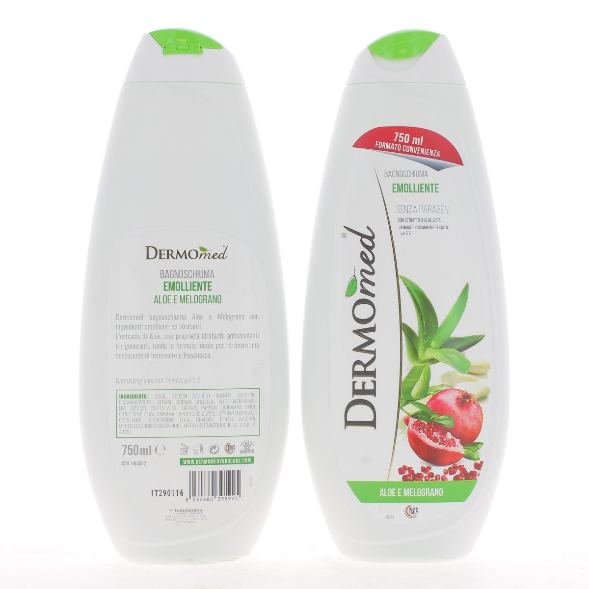 Dermomed Bagnoschiuma Aloe&Melograno, 750 Millilitri