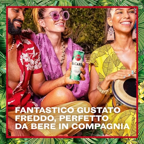 BACARDÍ Mojito, Vol. 5%, 12 x 25 cl / 250 ml, cocktail premixato pronto da bere in lattina, creato con Rum BACARDÍ Carta Blanca e miscelato con Lime e Menta