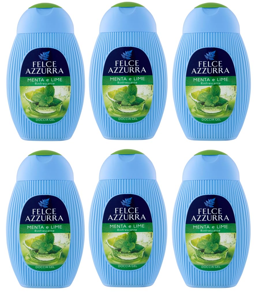6x Felce Azzurra Menta e Lime Rinfrescante Gel da Doccia - Doccia Gel Bagnoschiuma 250ml