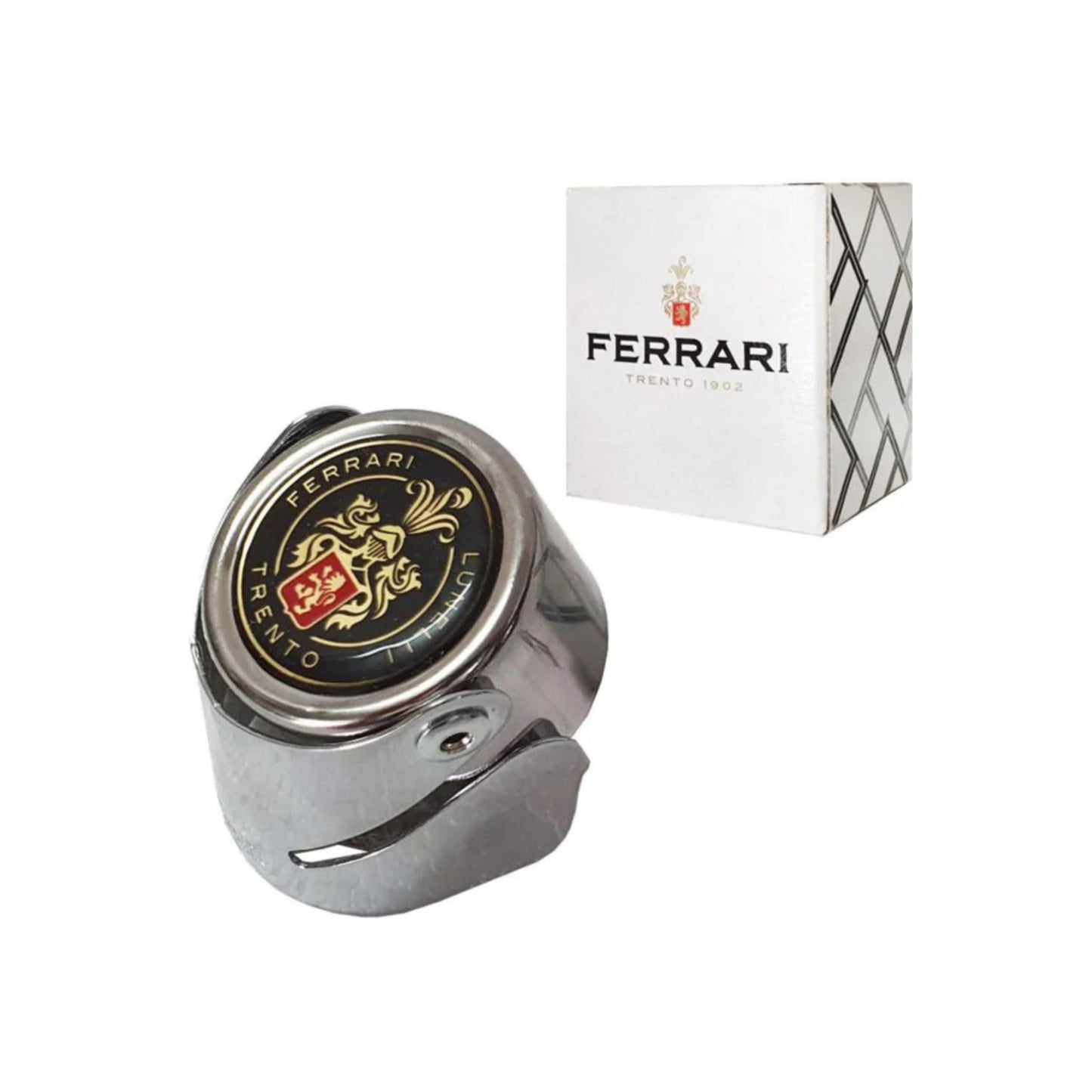 Stopper Spumante Ferrari | Stopper Ermetico per Tappo Spumante in Acciaio | con Scatola Regalo