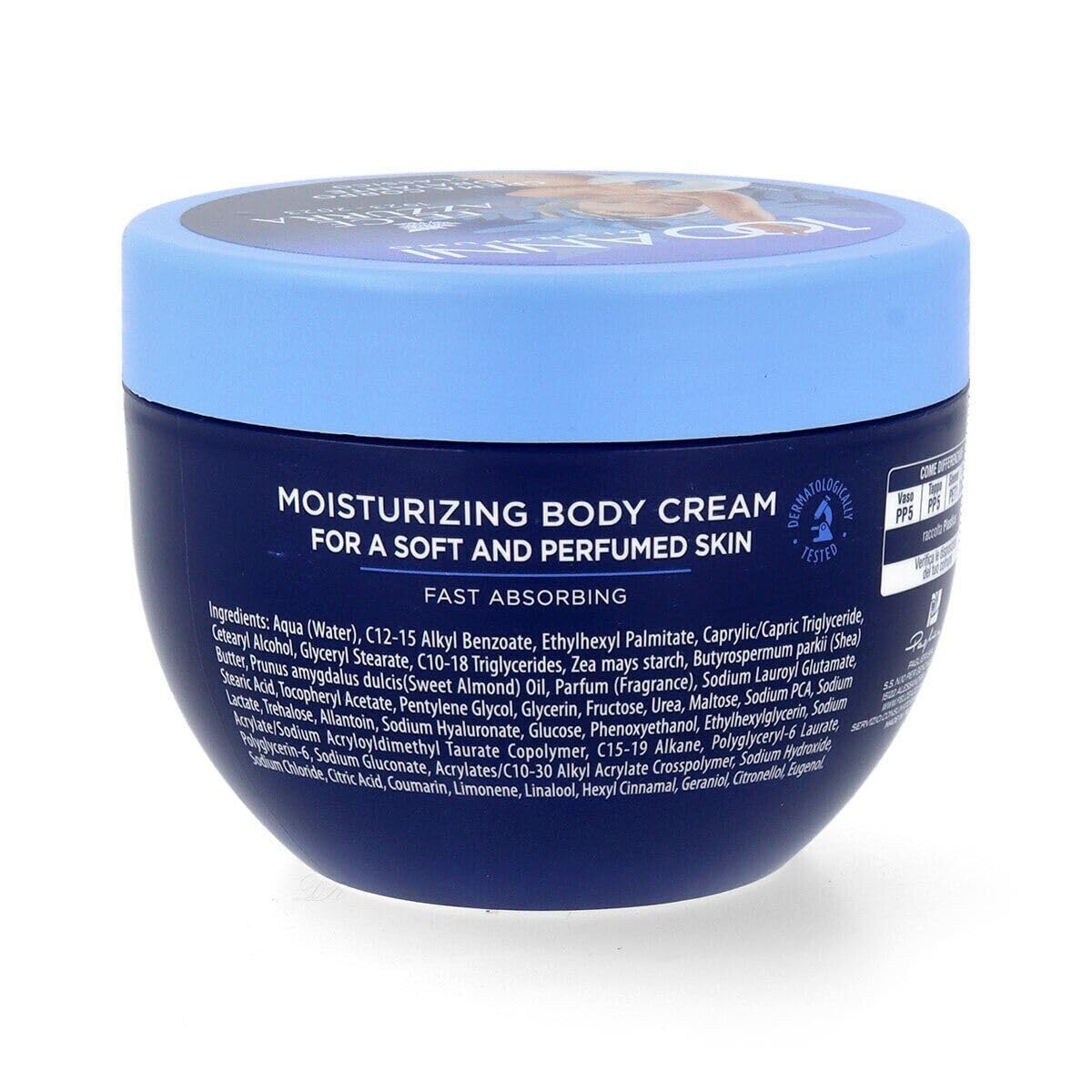 Paglieri Felce Azzurra Crema corpo idratante, 3 confezioni da 250 ml, + 1 confezione di talco in polvere Felce Azzurra inclusa, 100 g