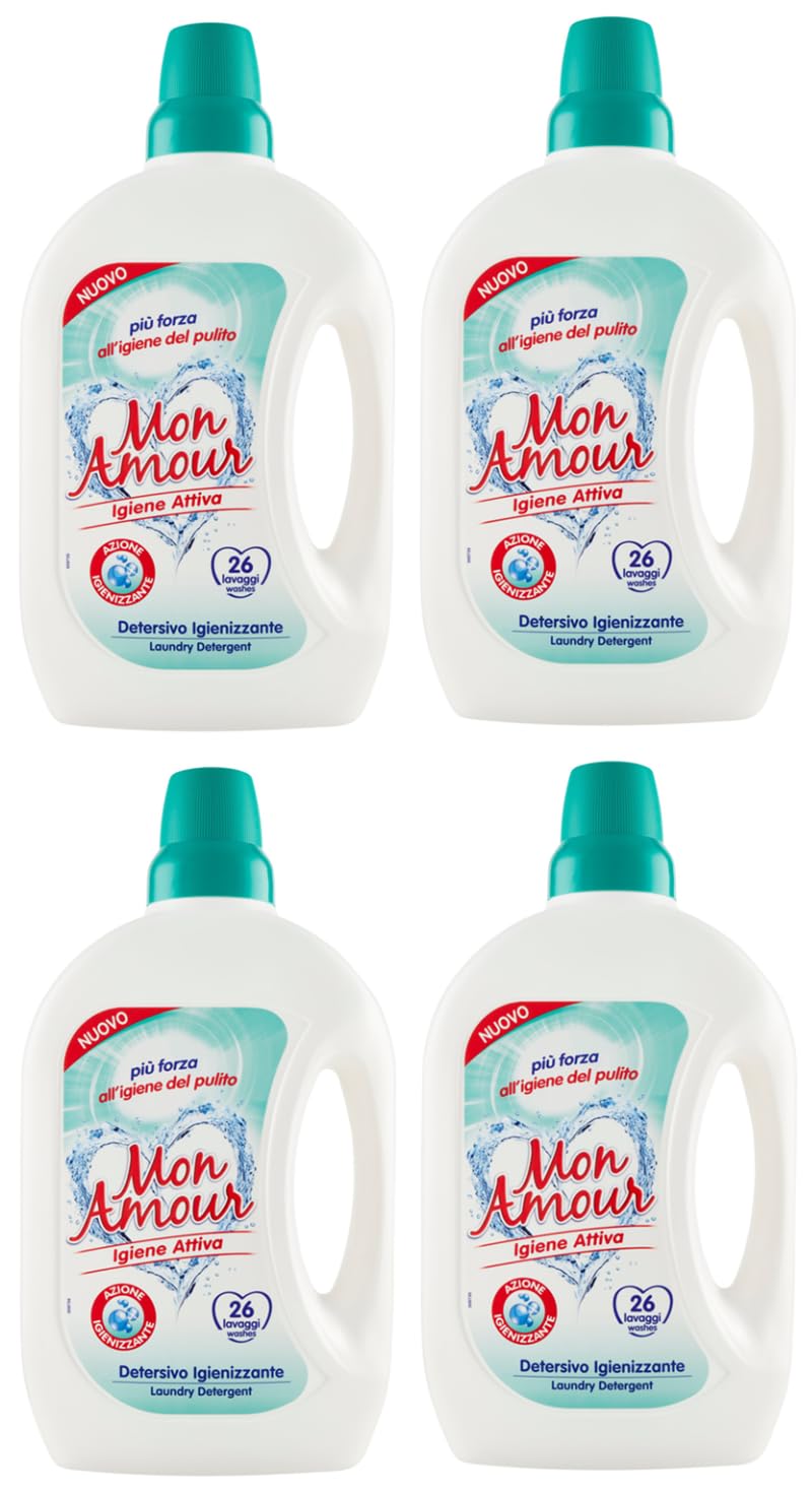FELCE AZZURRA Mon Amour Igiene Attiva Detersivo Igienizzante, Igienizzante, Detersivo Liquido Igienizzante, Igiene per Vestiti Colorati, 26 lavaggi, 1,560 l