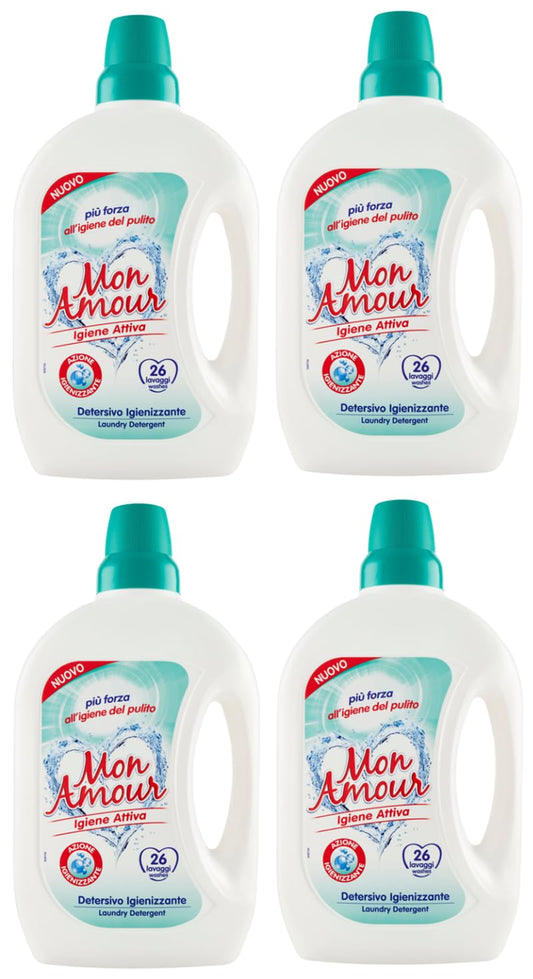 FELCE AZZURRA Mon Amour Igiene Attiva Detersivo Igienizzante, Igienizzante, Detersivo Liquido Igienizzante, Igiene per Vestiti Colorati, 26 lavaggi, 1,560 l