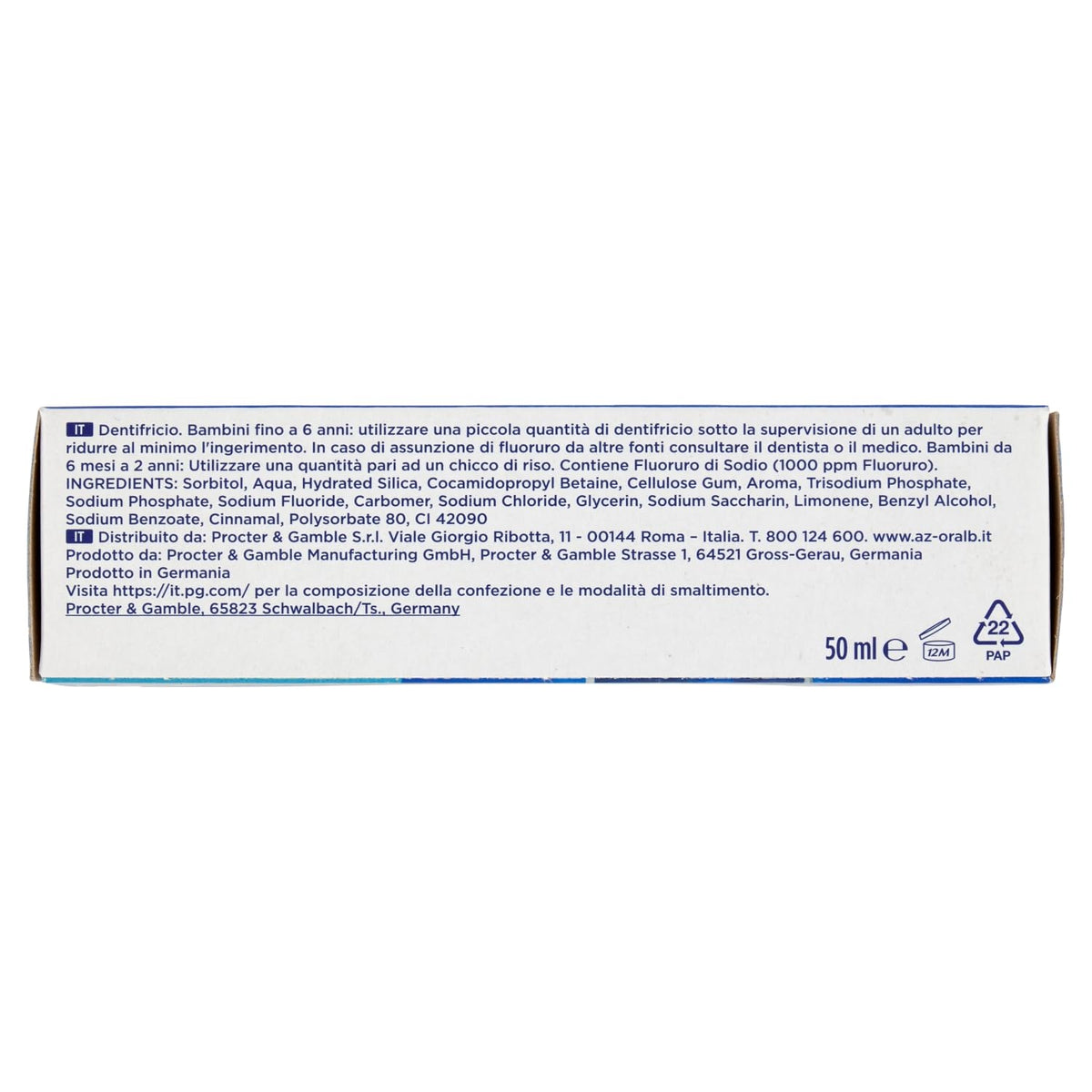 Oral-B Pro-Kids da 6 Mesi a 6 Anni Dentifricio al Fluoro 50 ml