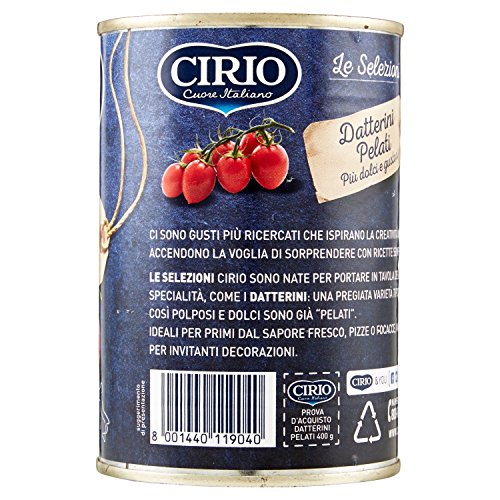 Cirio - Datterini, pelati, più dolci e gustosi - 12 pezzi da 400 g [4800 g]
