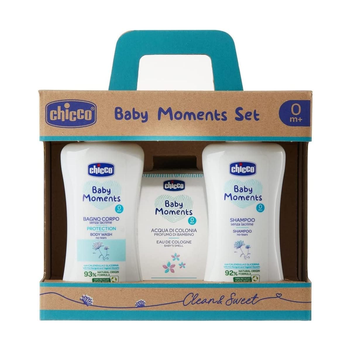 Chicco Baby Moments - Cofanetto Bagno Corpo + Shampoo + Acqua di Colonia
