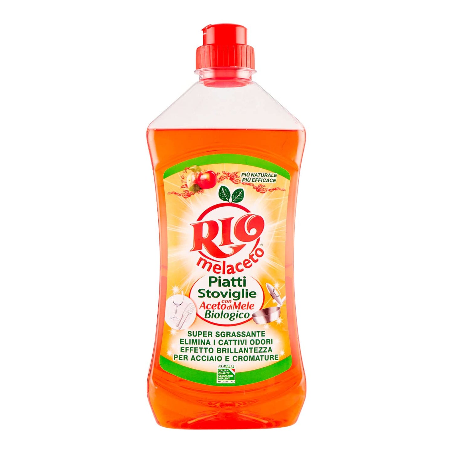 Rio Melaceto Detersivo Liquido per Piatti e Stoviglie 1 Litro - Con Aceto di Mele Biologico - Sgrassa a Fondo ed Elimina i Cattivi Odori