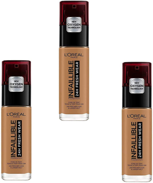 Fondotinta fluido Infaillible 24h Fresh Wear 330 Noisette, Set di 3 (3 x 30 ml)