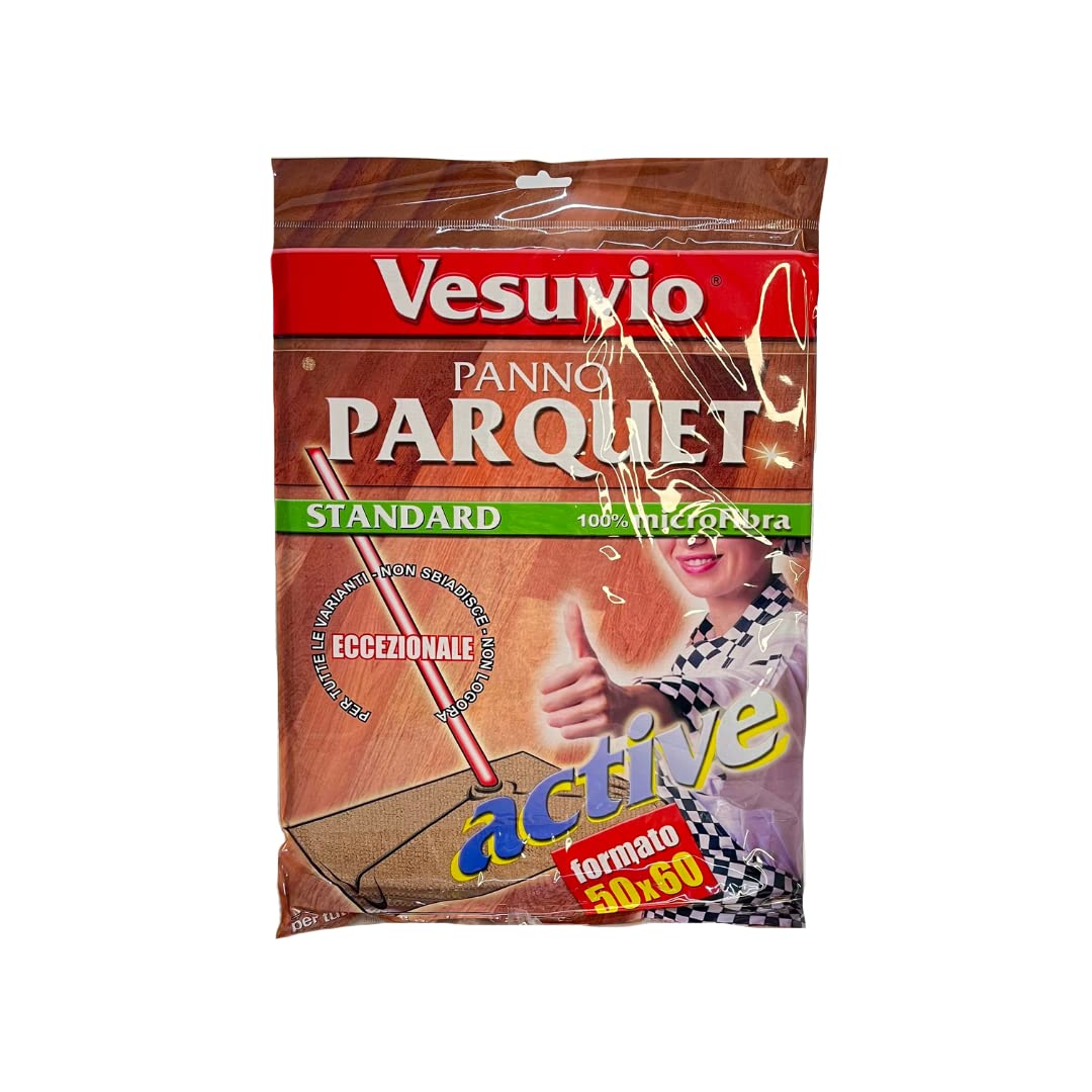 VESUVIO Panno Parquet Active 50x60 Microfibra - Panno per la pulizia del parquet - Microfibra/100% - Stampa con lettere - 60x50 cm - 300 gsm