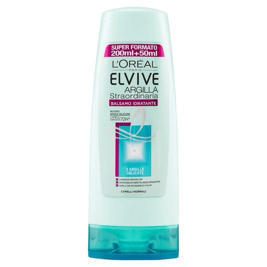 L'Oréal Paris Elvive Argilla Straordinaria Balsamo Idratante per Capelli Normali, 250 ml - [pacco da 3]
