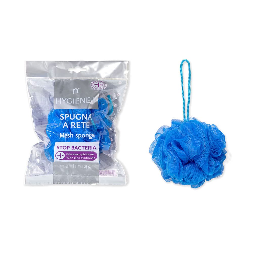 martini SPA - Hygiene+ - Spugna a rete in nylon con zinco piritione, colore casuale (viola/blu), 43g, 1 unità