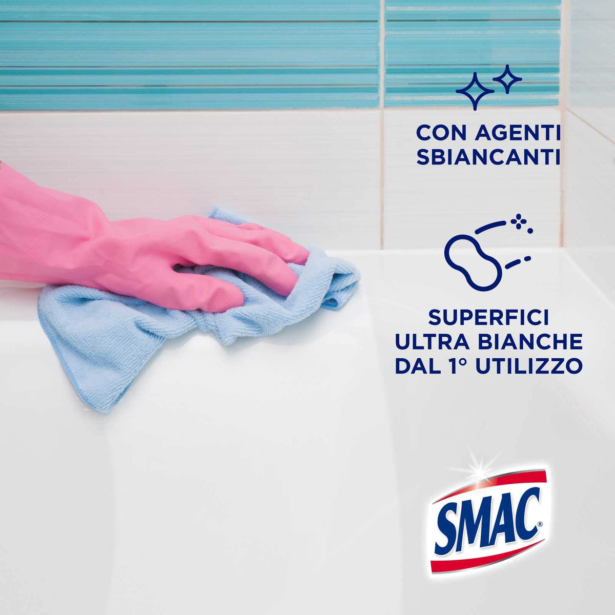 Smac - Detergente Gel Multisuperficie con Candeggina, Azione Igienizzante e Sgrassante, con Agenti Sbiancanti, 850 ml x 6 Pezzi