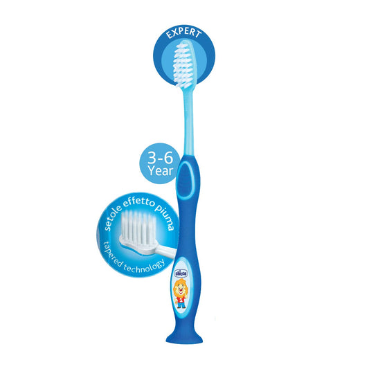 Chicco Spazzolino da denti con setole extra fini per bambini 3-6 anni, Colori assortiti, 1 Pezzo