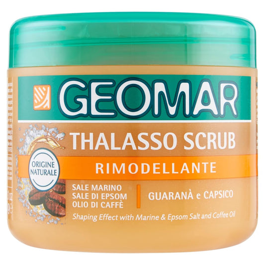 GEOMAR | Thalasso Scrub Corpo Rimodellante, Con Sale Marino, Sale di Epsom, Olio di Caffe ed estratti di Guaranà e Capsico, Made in Italy, 600 g