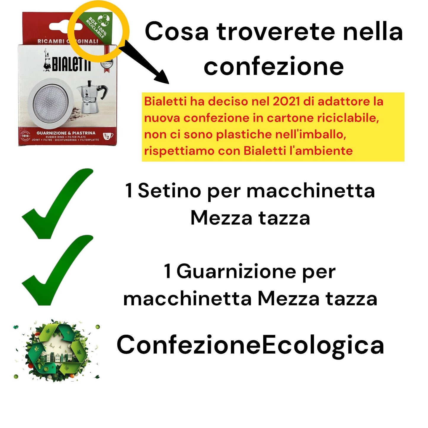 Bialetti GUARNIZIONE E FILTRO RICAMBIO PER CAFFETTIERA MOKINA 1/2 TAZZA