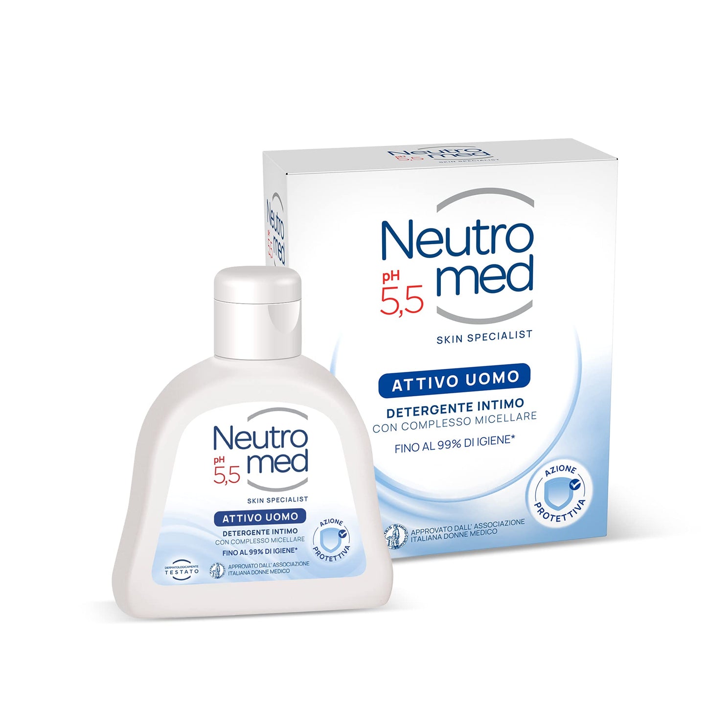 Neutromed Detergente Intimo Attivo per Uomo, con Complesso Micellare, Azione Protettiva, pH 5.5, 12 Pezzi x 200 ml