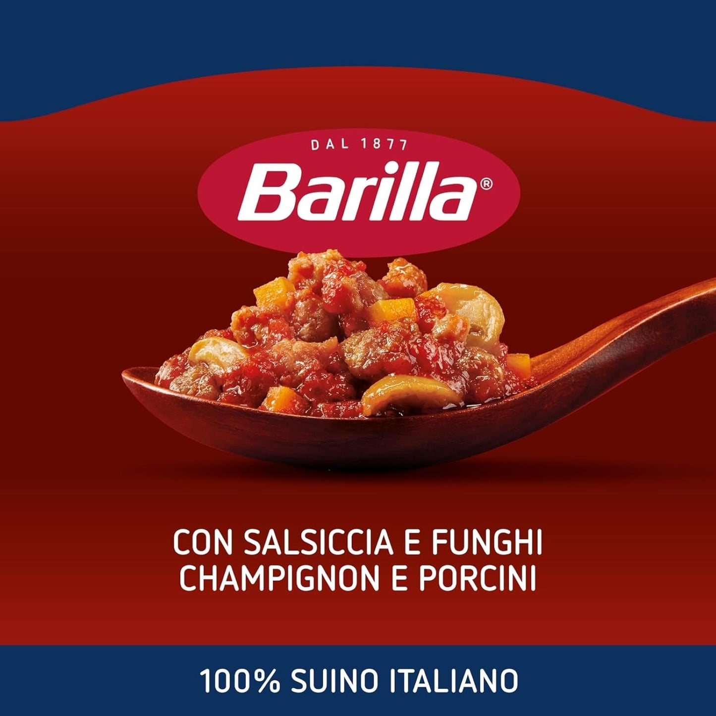 Barilla Sugo Ragù Montanaro, Salsa Pronta al Pomodoro con Salsiccia e Funghi, Sugo Pronto, Confezione da 8x300g