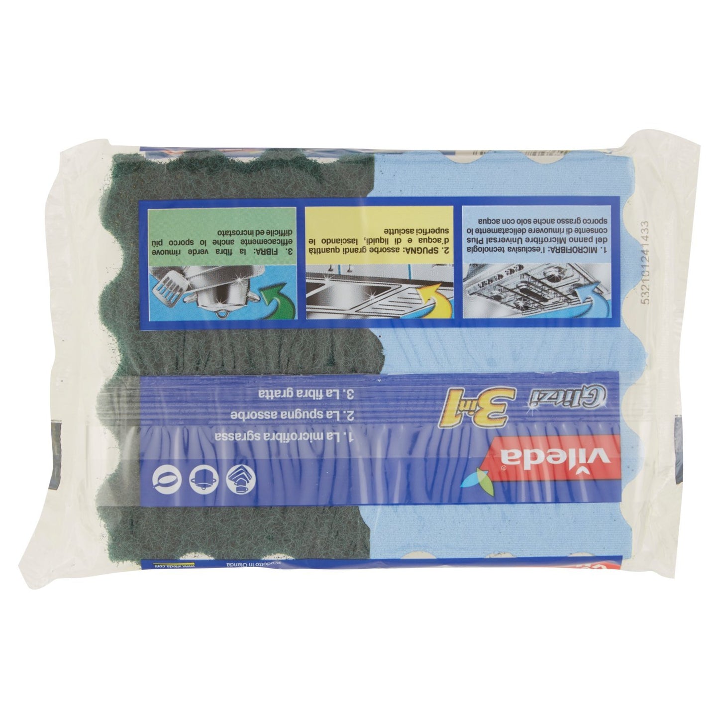 Vileda Spugna Glitzi 3 In 1 - 5 confezioni da 2 spugne [10 spugne], 5 Unità