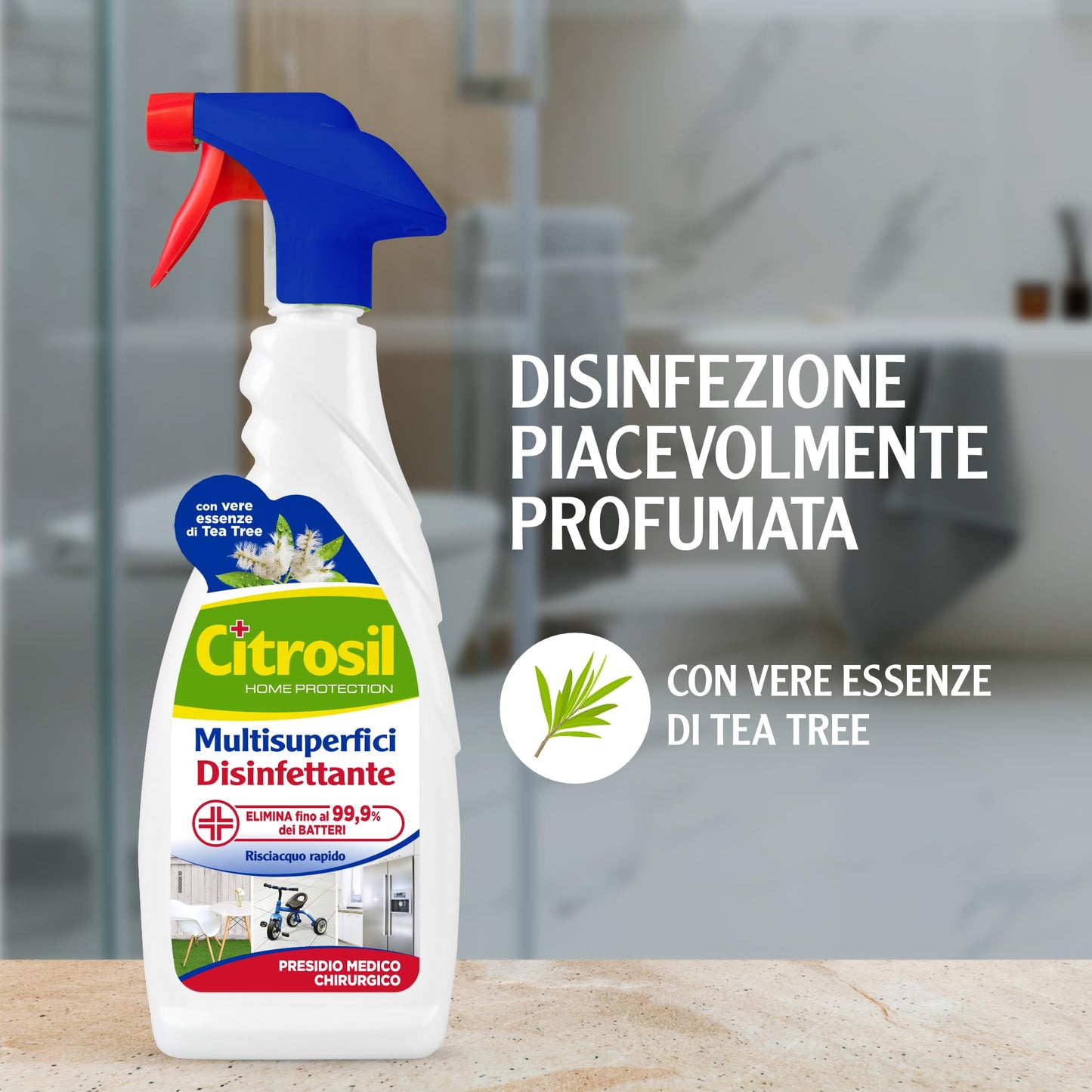 Citrosil Sgrassatore Multisuperfici Disinfettante, Detergente Universale con Vere Essenze di Tea Tree, 650 ml x 12 Confezioni