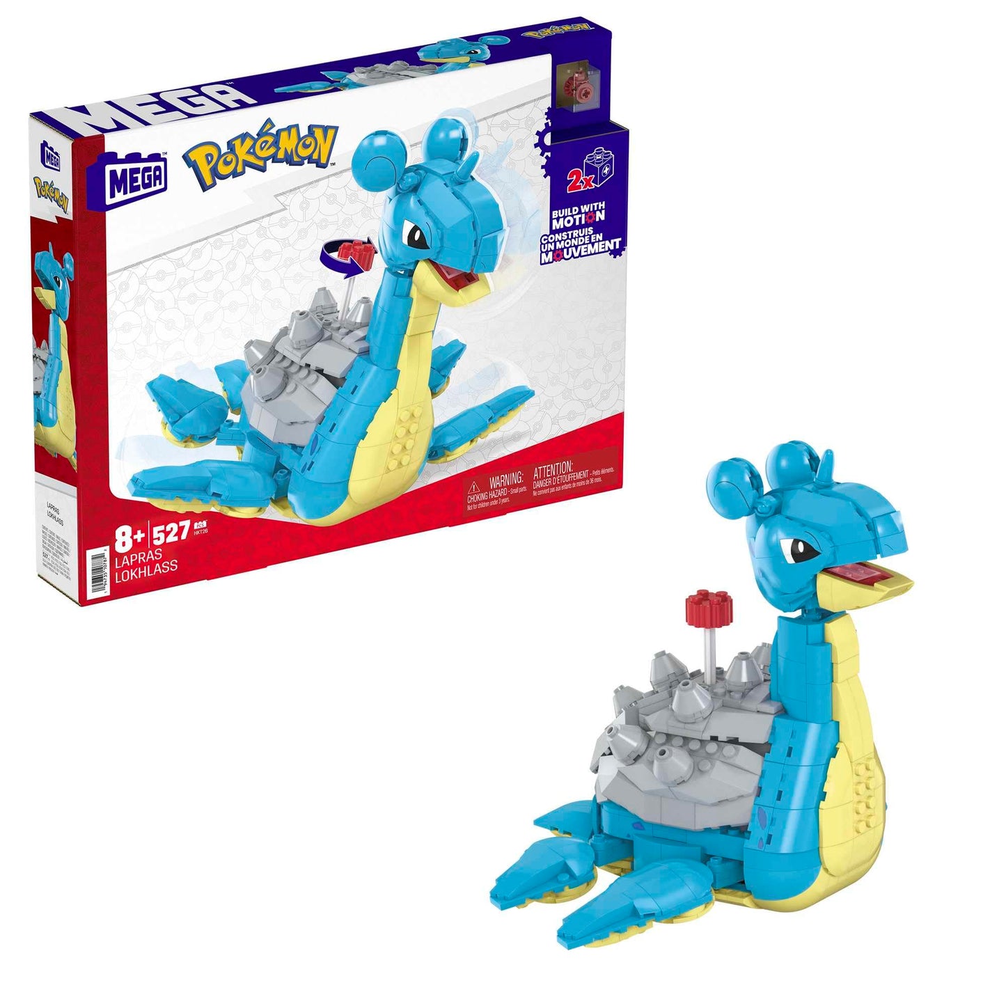 MEGA Pokémon - Lapras da Costruire e Collezionare con 527 Pezzi e Sistema Mattoncino Movimento, Alto 17+ cm, Personaggio da esporre, Giocattolo per Bambini, 8+ Anni, HKT26