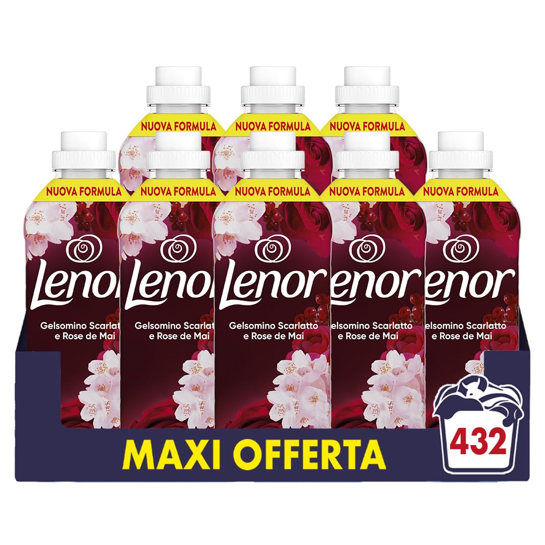 Lenor Ammorbidente Lavatrice Concentrato 440 Lavaggi (8X55), Gelsomino Scarlatto E Rose De Mai, Freschezza Che Dura 3 Volte Più A Lungo Con Tecnologia Olii Profumati