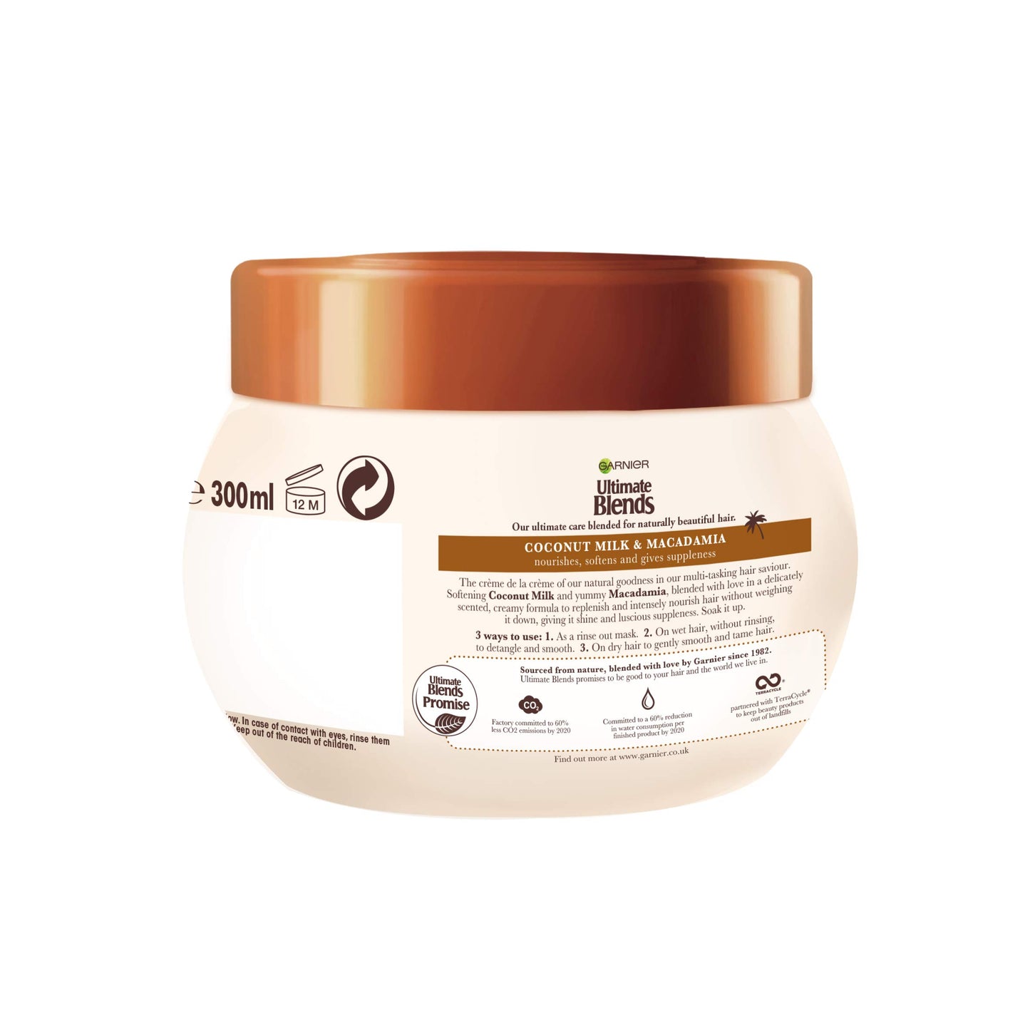 Garnier - Ultimate Blends, maschera di trattamento al latte di cocco per capelli secchi, 300 ml
