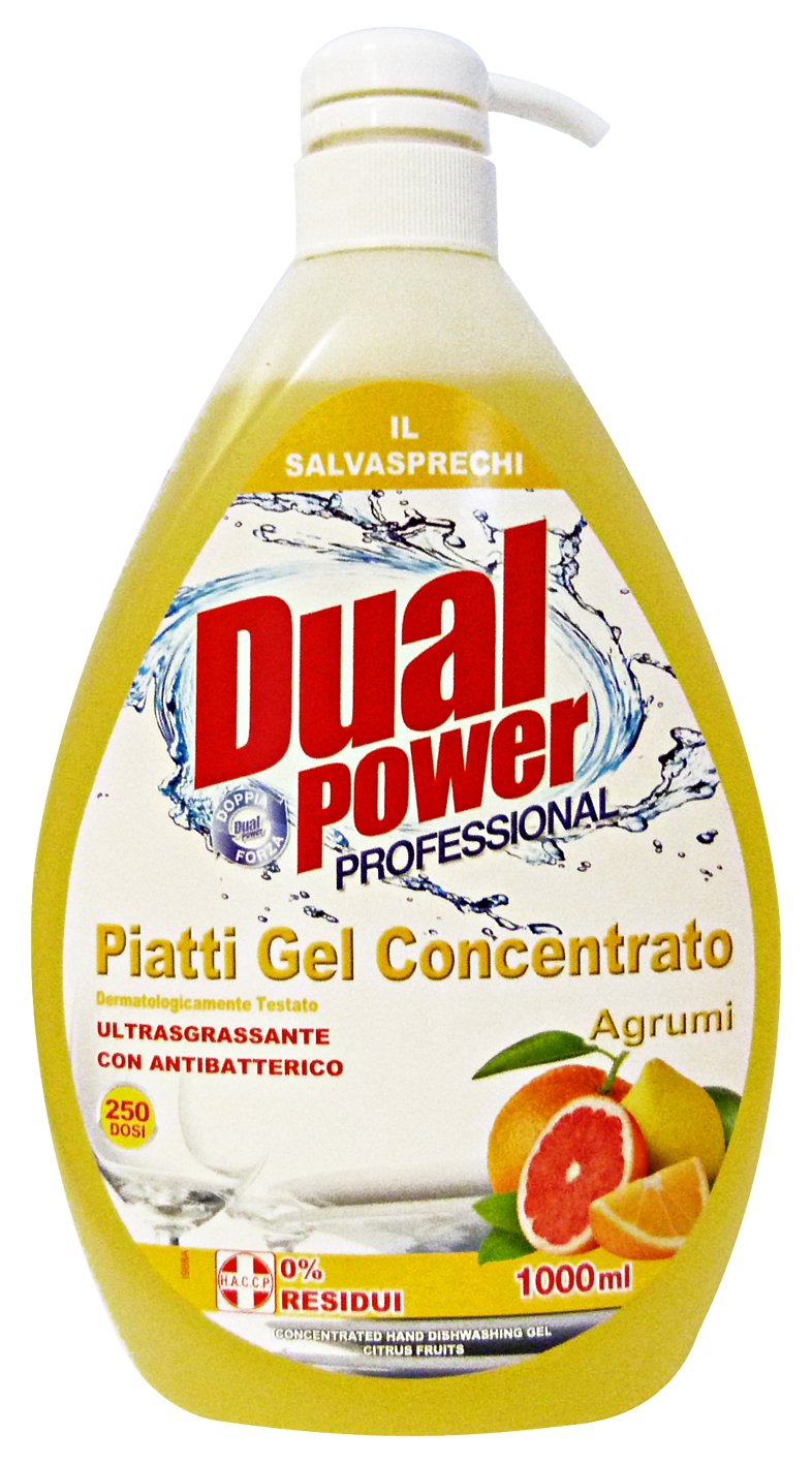 Set 6 DUAL POWER Piatti Concentrato 1 Lt AGRUMI Detergenti Casa