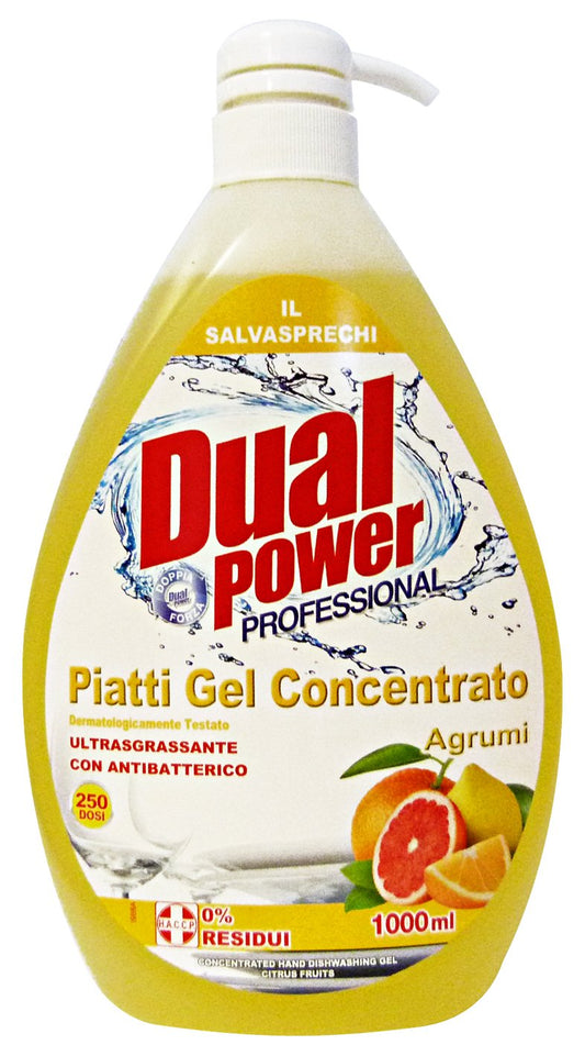 Set 6 DUAL POWER Piatti Concentrato 1 Lt AGRUMI Detergenti Casa