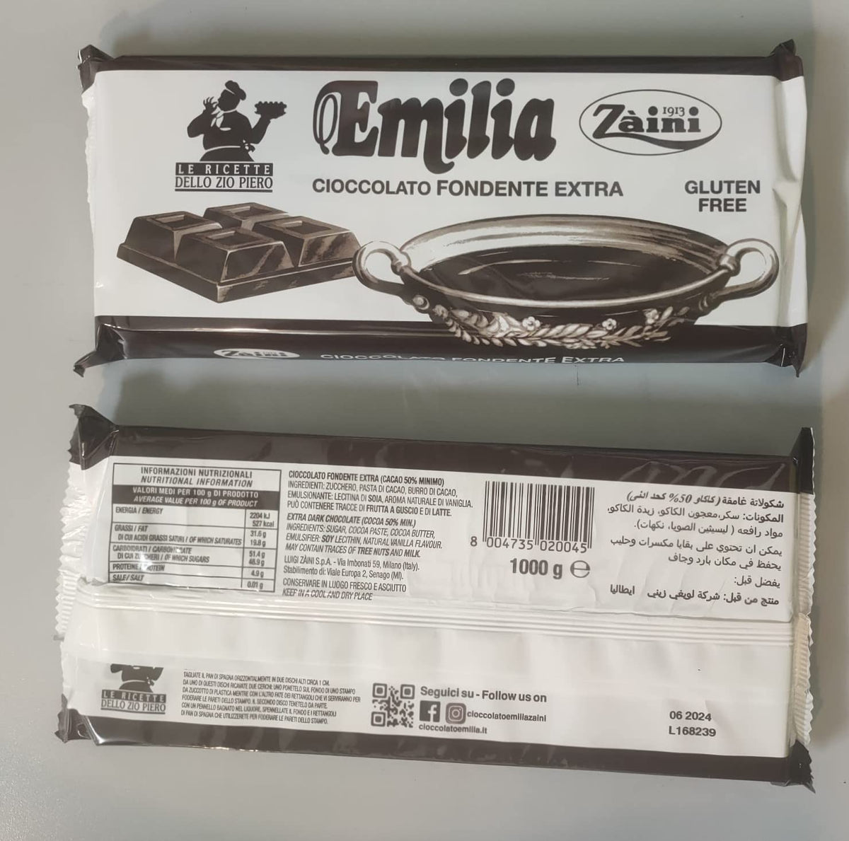 kit nr 2 pezzi Cioccolato fondente Emilia Zaini (2 pezzi x 1 kg.)