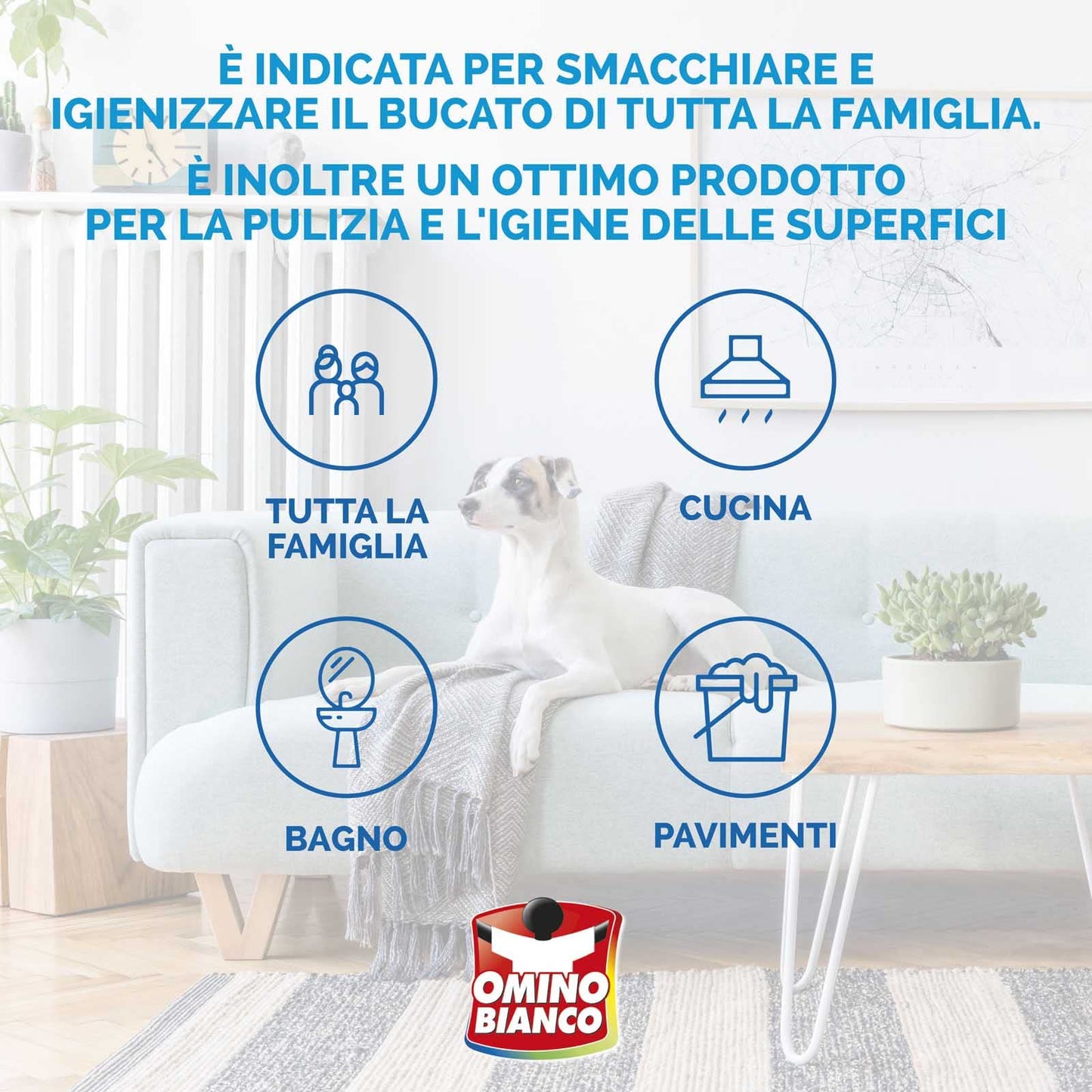 Omino Bianco - Candeggina Delicata, Tecnologia Anti Odor, Azione Igienizzante e Smacchiante, Essenza Muschio Bianco, 1500 ml x 4 Pezzi