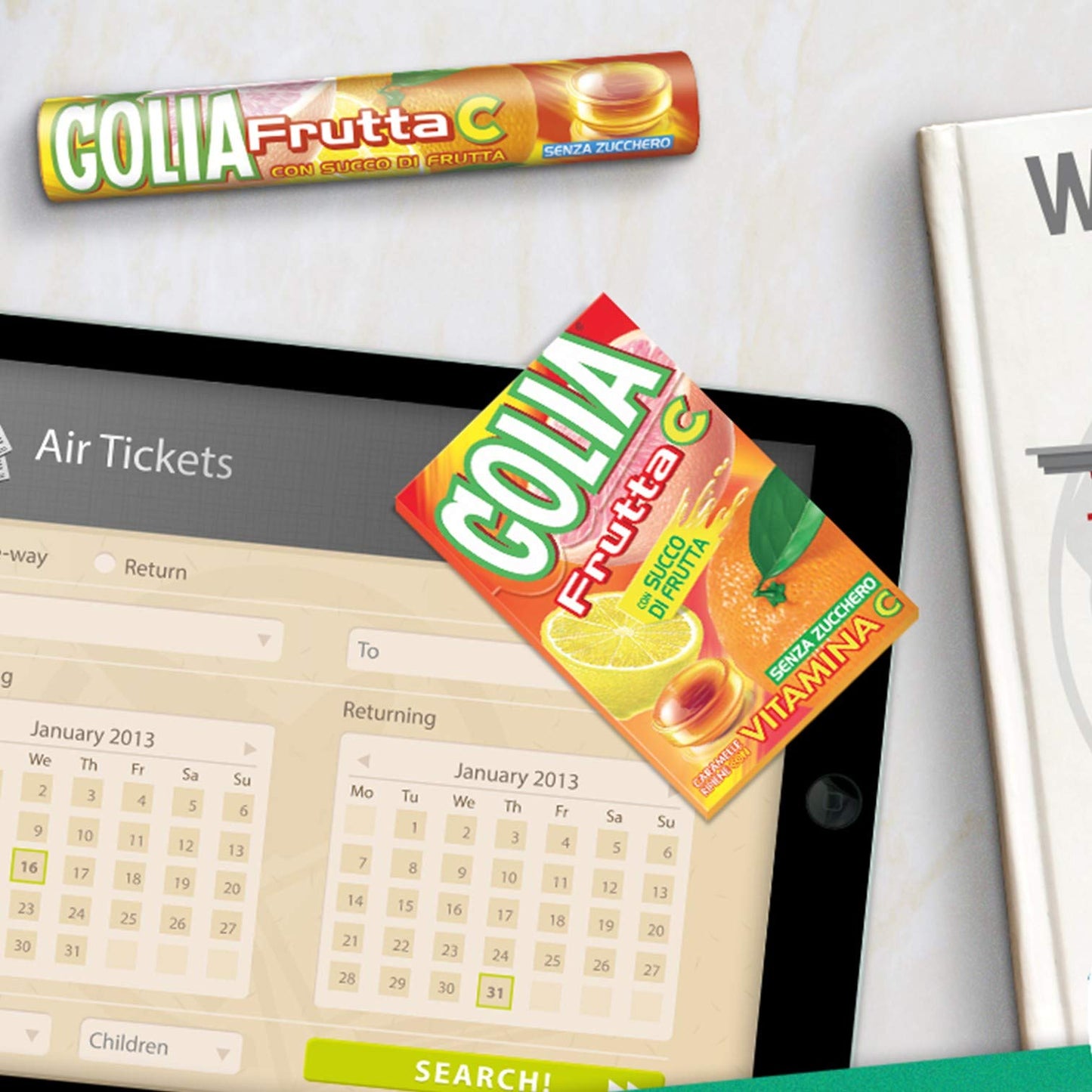 Golia Frutta C, Caramelle Dure Ripiene Gusto Agrumi, Senza Zucchero e Senza Glutine, con Vitamina C, Confezione da 24 Roll