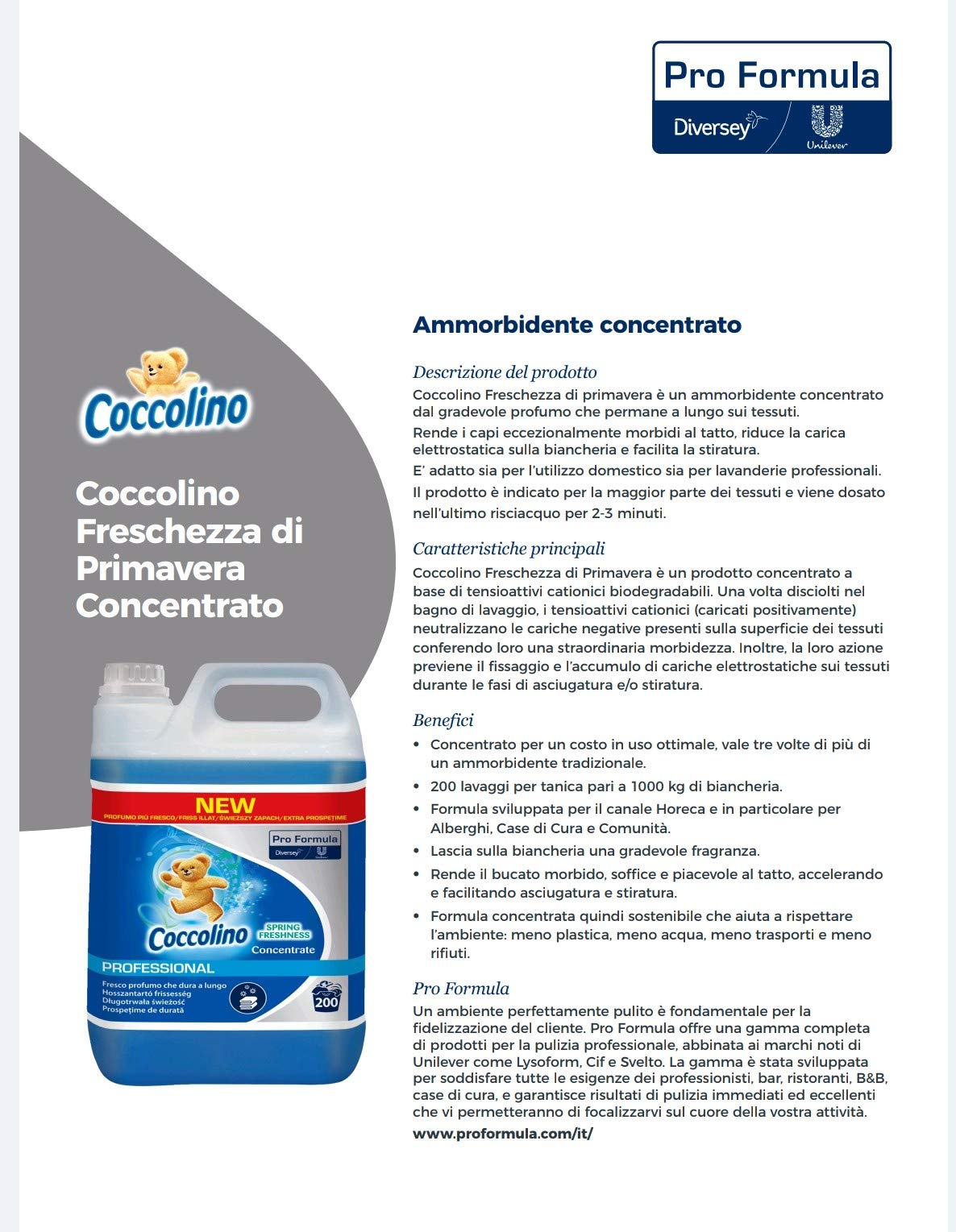 Coccolino Primavera Ammorbidente Concentrato Professionale, Set 2 Pz x5L