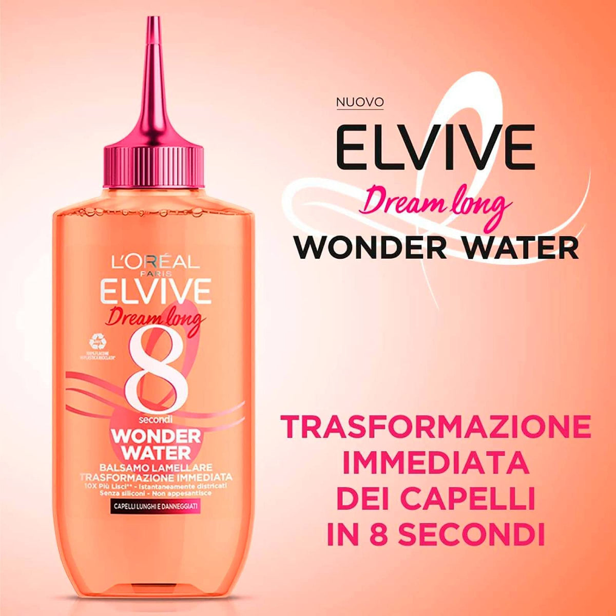 2x L'Oréal Paris Elvive Dream Long Wonder Water Balsamo Liquido Lamellare per Capelli Lunghi e Lisci - 2 Flaconi da 200ml ognuno