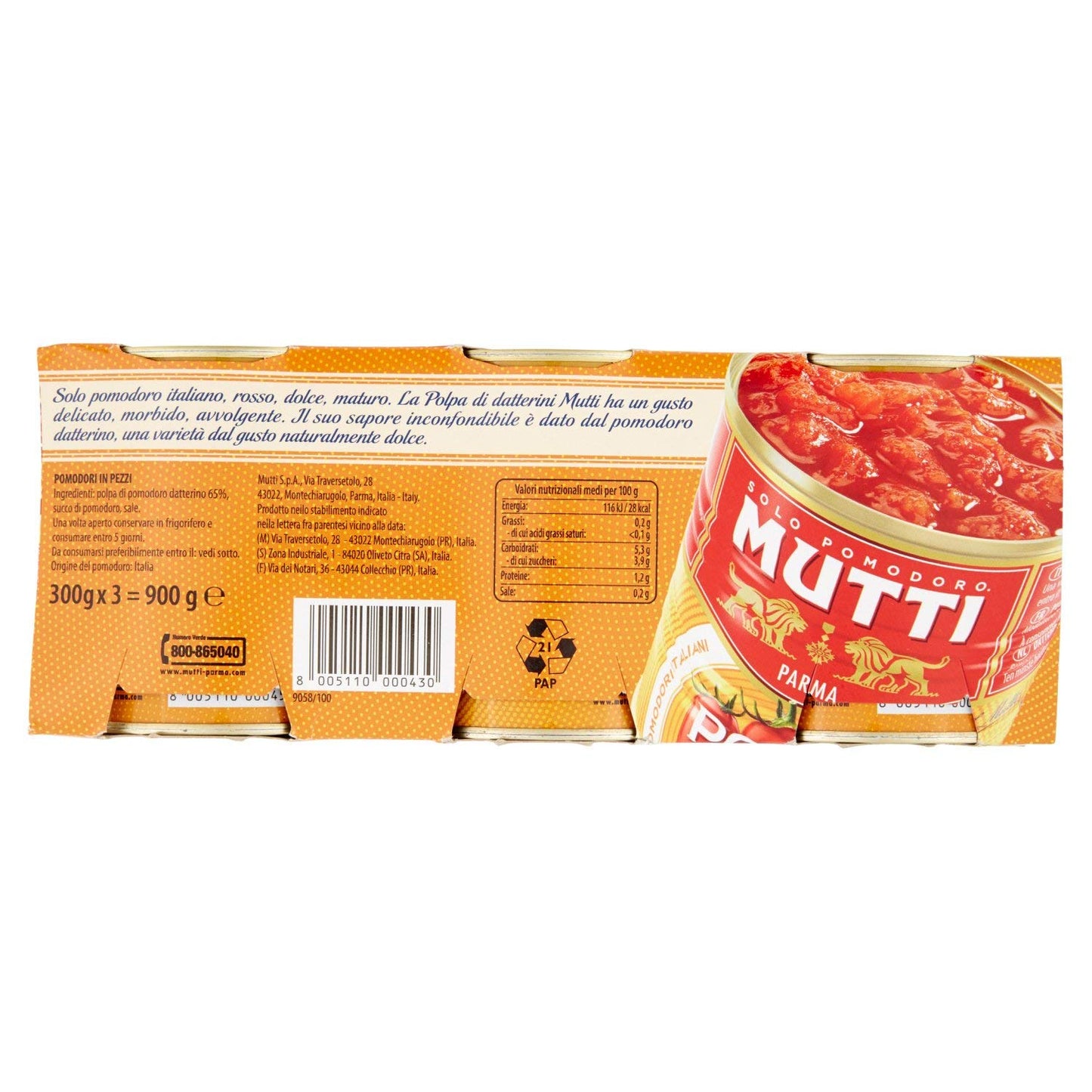 Mutti Polpa di Datterini, 3 x 300g