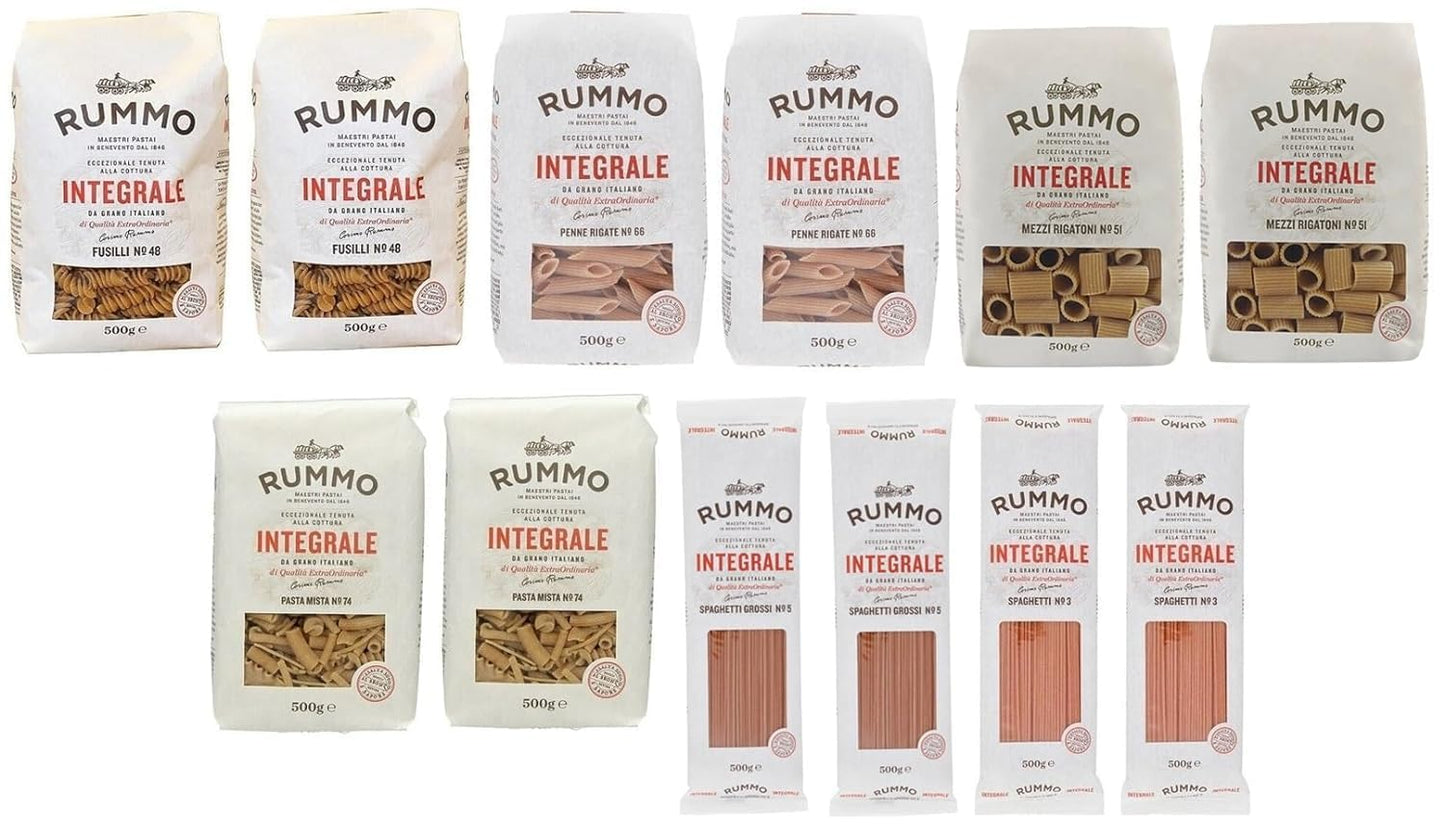 Rummo Pasta Integrale Confezione Prova, 6 diversi tipi di pasta integrale,Pasta Italiana 12x500g