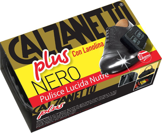 Calzanetto, Spugna, Plus, con olii raffinati di silicone e lanolina, idratata, ammorbidisce, protegge,ha potere idrorepellente, colore Nero