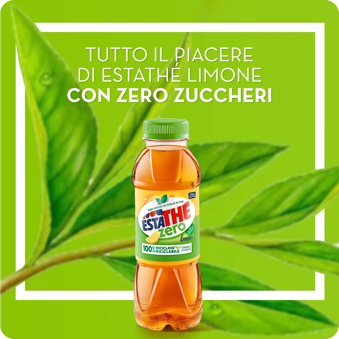 Estathé Zero Limone - The Freddo, Senza Zucchero, con Vero Infuso di Foglie di The e Succo di Limone, Bevanda Analcolica Senza Glutine, 12 Bottiglie da 0,4 lt