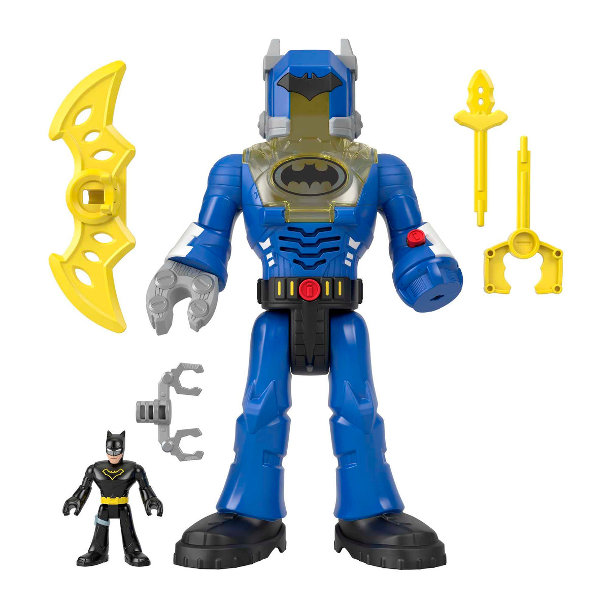 Fisher-Price Imaginext, Imaginext DC Super Friends Batman giocattoli, robot da 30,5 cm con luci, suoni e personaggio Batman Insider, giocattolo per bambini 3+ Anni, HGX98