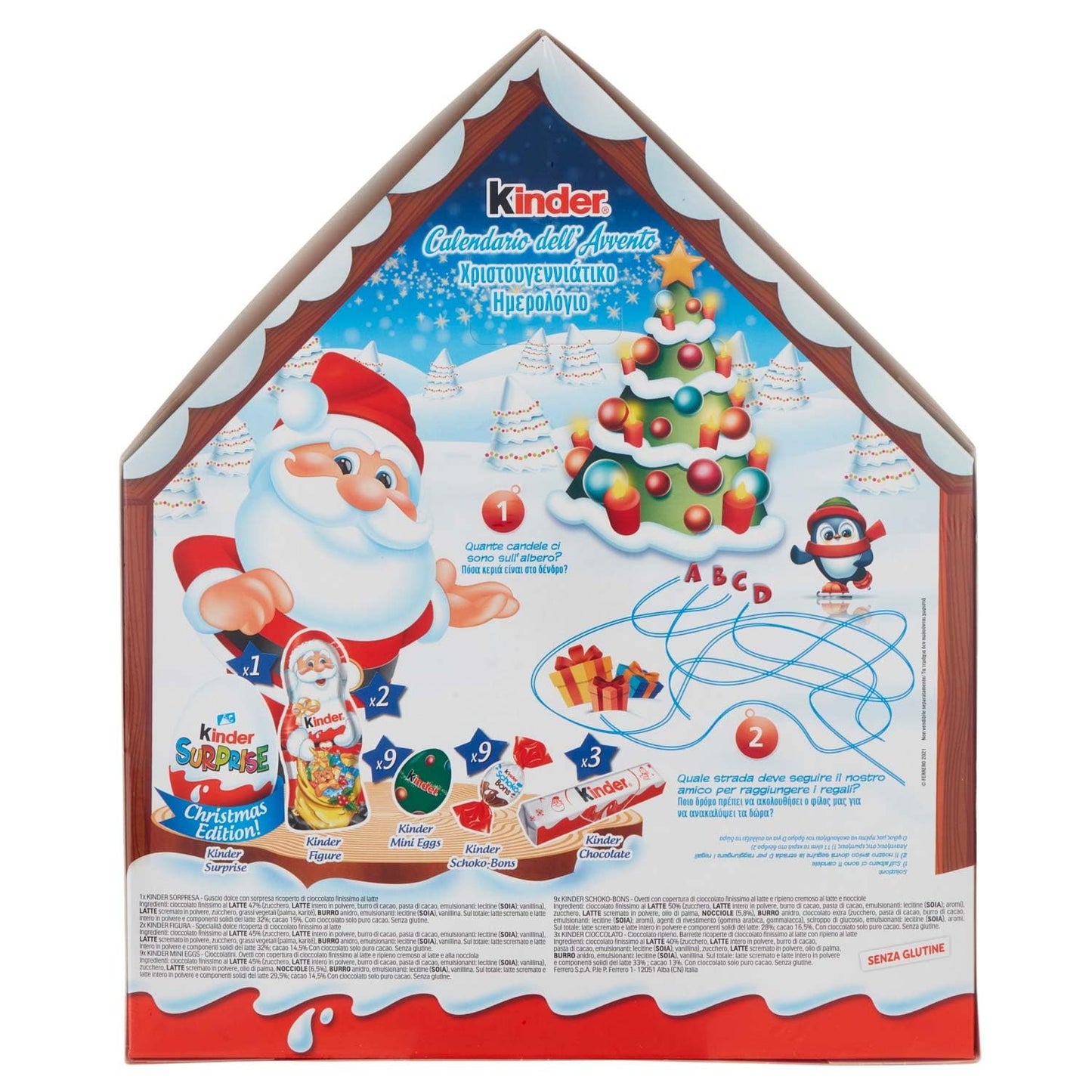 Kinder Calendario Avvento, snack al cioccolato assortiti, 184 gr