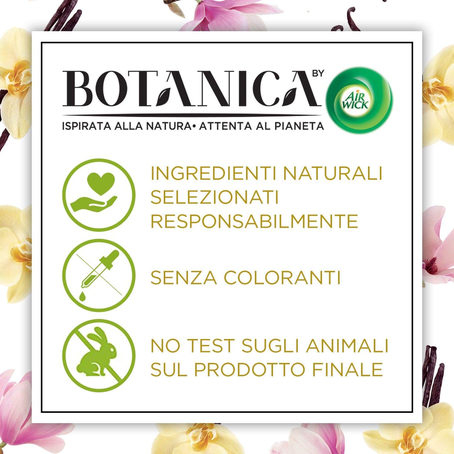 Airwick Botanica Diffusore Elettrico di Oli Essenziali, Confezione con 1 Profumatore per Ambienti e 1 Ricarica alla Fragranza di Vaniglia e Magnolia dell'Hymalaia, Profumatore per Ambienti Elettrico