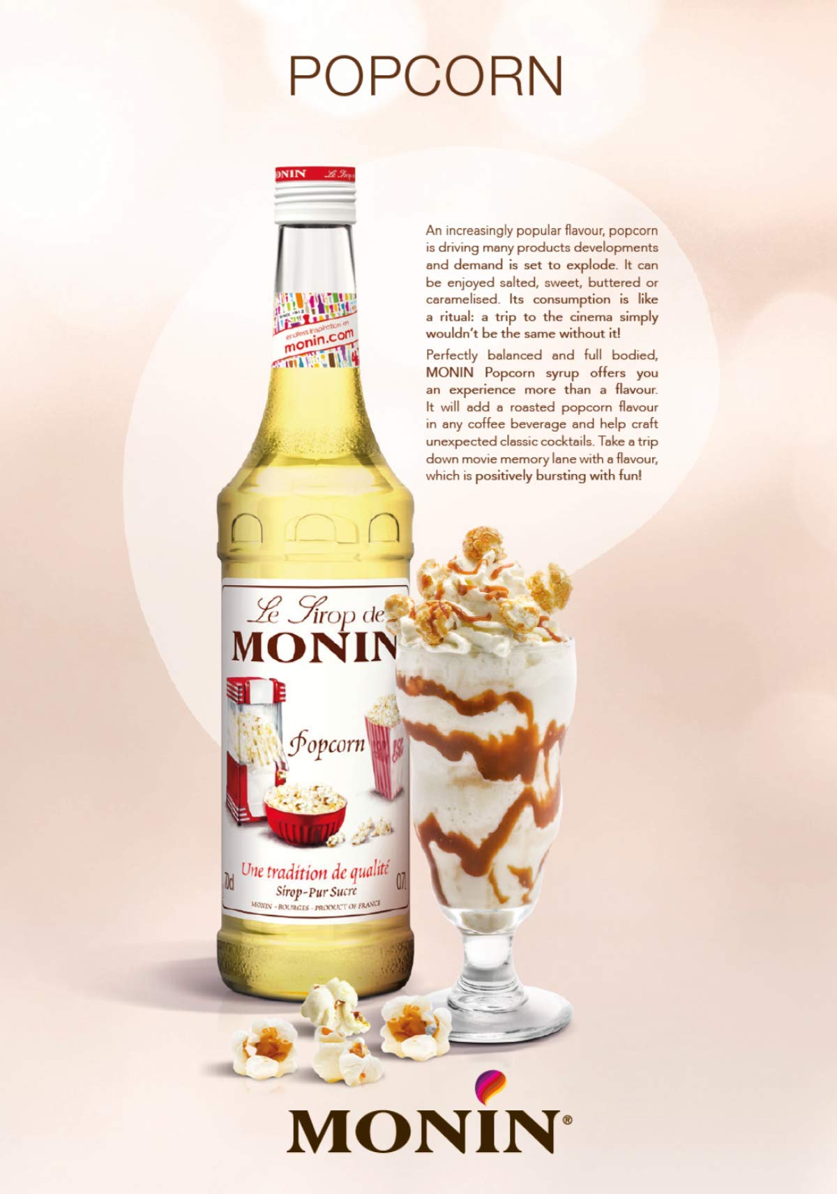 MONIN Premium Sciroppo Popcorn 700 ml