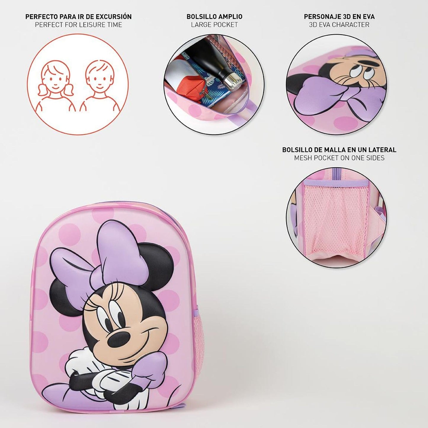 CERDÁ LIFE'S LITTLE MOMENTS Zaino per Bambini 3D Minnie, Unisex Kids, Rosa, Regular