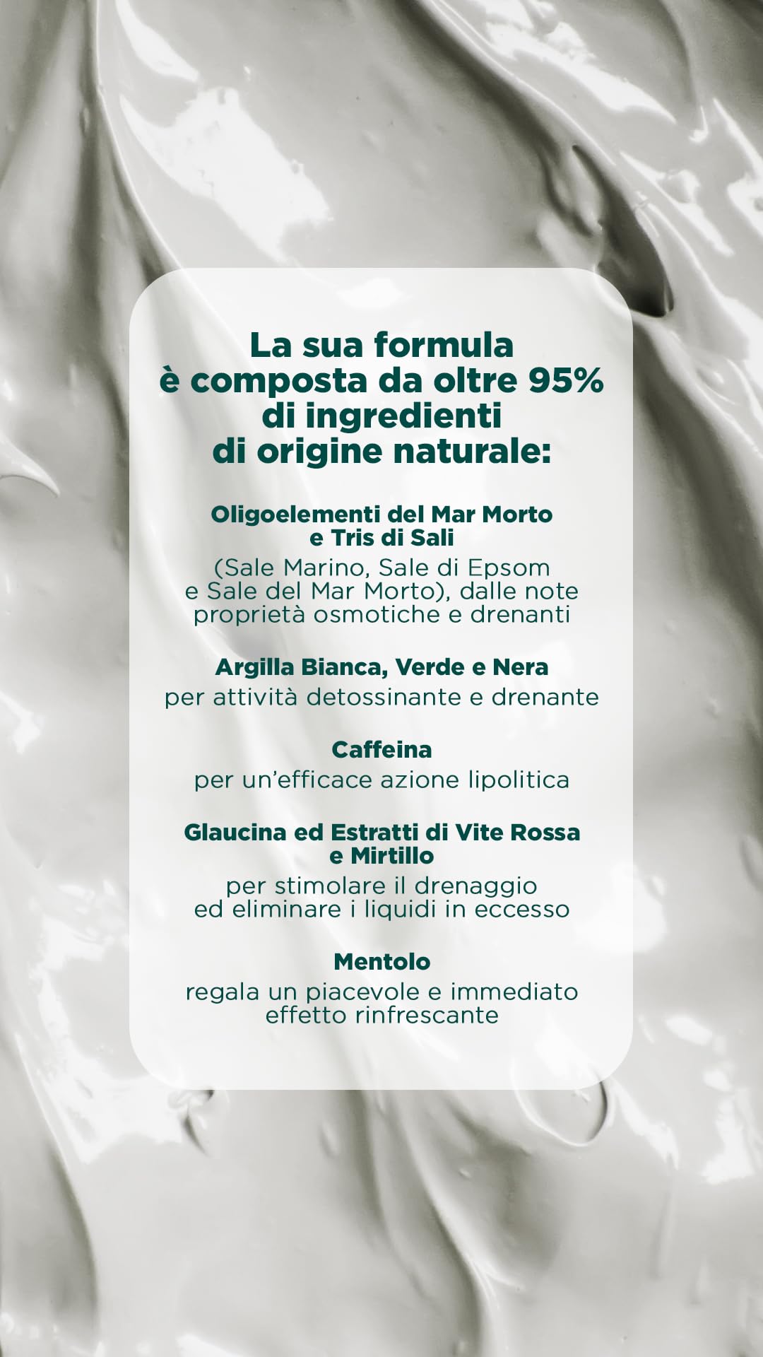 GEOMAR | Fango D'Argilla Bianca, Contro gli Inestetismi della Cellulite, per Pelli Delicate, 95% di Origine Naturale Con Tris Di Sali (Sale Marino, di Epsom e del Mar Morto), Made in Italy, 600 g