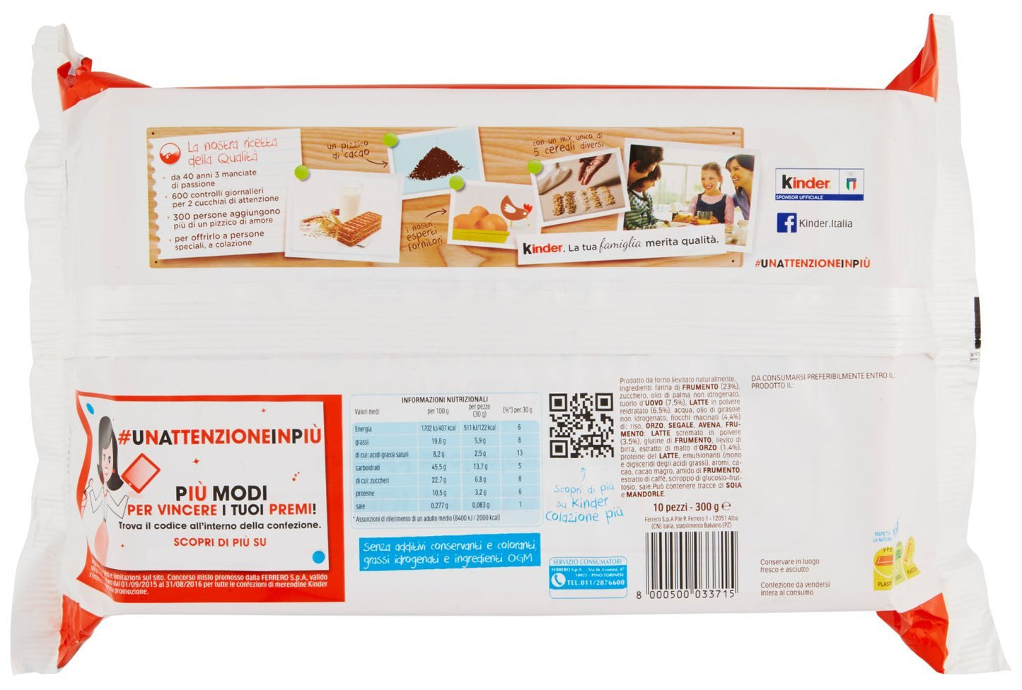 Kinder Colazione Più - 4 confezioni da 10 snack [40 snack, 1200 g]
