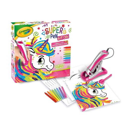 CRAYOLA - Super Pen Unicorno Neon, Gioco per Sciogliere i Pastelli a Cera e Creare Disegni in Rilievo, Attività Creativa e Regalo per Bambini, Età 8+, 25-0510