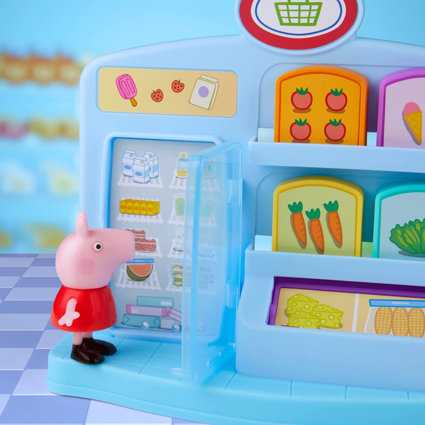 Peppa Pig Hasbro playset Peppa al Supermercato, Giocattolo per età prescolare, Include 2 Action Figure e 8 Accessori a Tema, dai 3 Anni in su, Colore Come Indicato, Medium, 5010994137618